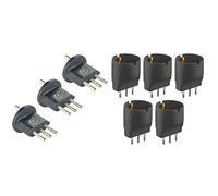 Electraline 92394 Confezione da 3 Adattatori Permanenti da Spina Tedesca/Schuko/Europea a Italiana 10A,Schuko Fix, grigio scuro & 92293 Set 5 Adattatori da Schuko a Spina Grande 16A, Nero