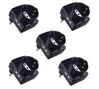 Electraline 92396 Confezione da 5 Adattatori Multipresa con Spina Salvaspazio, Presa Tripla Schuko Bivalente 10/16A, 230 V, Nero