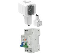 Electraline Bundle Presa Stagna Oblò da parete da esterno Schuko rinforzata per EV, IP56 + Magnetotermico Differenziale (RCBO), 16A, Tipo A, Curva C, Sensibilità 30mA, Connessione 1P+N,