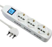 Electraline Multipresa 62002 9 posti (3 universali + 6 bivalenti) Bianco 1,5 m con interruttore