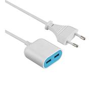 Electraline Gummy Line 500343, Prolunga con 2 porte USB output 2.4A, 1,5 Mt, Bianco/Azzurro
