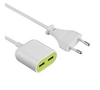 Electraline Gummy Line 500344, Prolunga con 2 porte USB output 2.4A, 1,5 Mt, Bianco/Verde