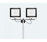 Electraline 63445 Proiettore Doppio Faretto LED con Treppiede Maggiore Stabilità su 3 Appoggi 100 W Impermeabile IP65, Uso Esterno, Set Fotografici Feste e Barbeque in Giardino Grigio