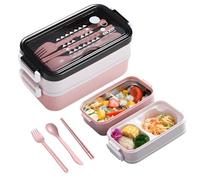 Electri-HQ Lunch Box con 3 Scomparti 1400ml，Porta Pranzo，Bento Box Adatto al Microonde e Alla Lavastoviglie，Porta Pranzo Riscaldabile，Schiscetta Pranzo per Bambini, Scuola, Ufficio e Viaggio (rosa)