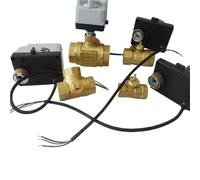 Electric actuator brass motorized ball valve AC220V DC12V-24V 3-wire 2-control 3-way T type electric actuator with manual switch(DN25,220VAC_3 WIRE)