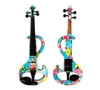 Electric Art Violin Colorato Fiori Verniciata Legno Massello In Legno Silenzioso Violino 4/4 Parti Di Ebano W/Cabina Cavo Arco violino principianti