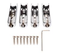 Electric Bass Bridge Individual 4 String Metal Bridge, Adjustable Guitar Split Bridge with Screws and Wrench, Textured Replacement for All 4 String Electric Bass Guitars (Argento)