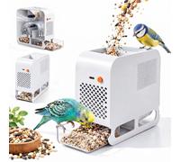 Electric Bird Seed Sheller & Chaff Separator with Drawers for Parrot，WHITE | Bird Feed Shell Blowing Machine,No Assembly & Efficiently Removes,Bird Seed husks Separator for Macaws Parrot Cockatiels