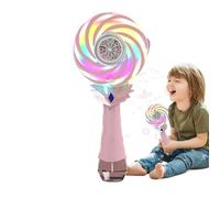 Electric Bubble Wand, Rechargeable Bubble Toy Changing Lights, Windmill Lollipop Design for Beach Games, Weddings, Birthdays, Classroom Play, Easter, and Outdoor Carnival
