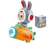 Electric Bunny Toy, Rabbit Driving Spaceship Toy, Interactive Face Changing Rabbit Toy, Walking Rabbit Toy, Music and Light Rabbit Toy, Giocattolo di coniglio con luce e musica per 3-5 anni