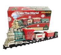 Electric Christmas Train Set 18 Pcs, Sound Light Real Spray Şteam Engine | 18 Piece Rechargeable Vintage Şteam Locomotive Playset with Realistic Fine Mist Spray, Headlight, Engine Sound Effects, and