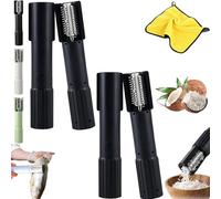 Electric Coconut Grater Machine, Handheld Coconut Scraper Peeler Shredder, Vertical Anti-Splash Stainless Steel Coconut Opener for Kitchen Shop Restaurant (2Pcs-Black)