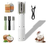 Electric Coconut Grater Machine, Portable Handheld Coconut Grinder, Wireless Automatic Anti-splash Rotating Coconuts Scraper Knife Tool, Fish Skin Scale Scraper Remover Tool (White)