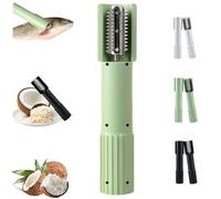 Electric Coconut Grater Machine,Portable Handheld Coconut Scraper Peeler Shredder,Stainless Steel Fish Scales Grater Machine,Wireless Anti-Splash Rotating Kitchen Electric Roller for Home (Green)