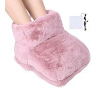 Electric Design Foot Warmer, Heated Foot Pad, Sturdy Usb Foot Heater, Decorative Adjustable Heated Slippers 30x25x25cm for Cold Weather, Indoor, Home, Living Room, Dark Gray, Pink Color