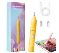Electric Diamond Painting Pen with Vacuum Technology, Diamond Painting Vacuum Pen Pickup Tool, Rechargeable Ipx5 Waterproof Painter, 2 Replacement Tip (Yellow)