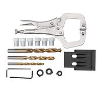 Electric Drill Punch Tool Kit | 15° Oblique Hole Locator with Ti - Plated Bits | Woodworking Install Kit for Cabinets/Doors/Furniture | 16Pcs Accessories, 3 Sizes Drill