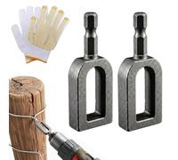 Electric Drill Wire Twisting Tool, Heavy Duty Wire Twister Tool for Drill with 1/4" Hex Shank, Professional Wires Twisting Tools for Fencing, Rebar Tying and Construction, Carbon Steel (2pcs 9 Gauge)