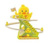 Electric Duck Climbing Stairs, Ducks Tracks Slide Toy Set with Music, Interactive Animal Cartoon Race, 8.86x10.83x5.51 Inches, Ideal for Celebrations, Kids Fun, and Entertainment.