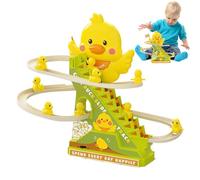 Electric Duck Toy, Climbing Track Playset, 8.86x10.83x5.51 Inches Size Stair-Racing Slide Game, Educational Cartoon Toy for Kids Birthday Children's Day