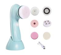 Electric Face Scrubber, Skin Exfoliator Tool, 2.36x2.36in Facial Cleansing System, 6 Interchangeable Brush Heads, Rechargeable Waterproof Design for Nose, Chin, Cheeks, Body
