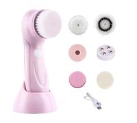 Electric Face Scrubber, Skin Exfoliator Tool, 2.36x2.36in Facial Cleansing System, 6 Interchangeable Brush Heads, Rechargeable Waterproof Design for Nose, Chin, Cheeks, Body