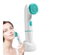 Electric Facial Cleansing Brush, Ultrasonic Vibration Face Scrubber, 6.3x1.18 inches Rechargeable Massager with 2 Heads, Waterproof Scrubbing Tool for Deep Pore Cleansing