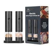 Electric Grinder Set, Salt Pepper Grinder, Rechargeable Chili Grinder, Automatic Grinders, Rechargeable Chili and Pepper Grinders with Led Light, Automatic Mill Bottle for Salt