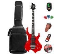 Electric guitar adult beginner entry rock guitar suit professional with guitar bag, picks, cable,tuner,strap and strings. (Red)