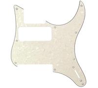 Electric Guitar Pickguard, SSH Single Single Humbucker Scratch Plate, Standard ST Style Replacement Guard(Pale yellow pearl)