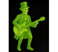 Electric Guitar Playing Skeleton - Vintage 1800s Steampunk Victorian Musician in Top Hat - Gothic Rock Artwork Notebook