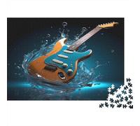 Electric Guitar Splash-Rock Music Vibe 1000Pc Challenging Puzzle Guitar in Water Splash for Adults Teens & Seniors Brainteasing Game 52x38cm/1000pcs