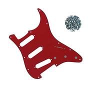 Electric Guitar SSS Pickguard 4 Ply For Fender Strat Stratocaster, with Pure Aluminum Foil shielding, Red
