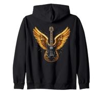 Electric Guitar with Wings Music Lover Rock And Roll Felpa con Cappuccio