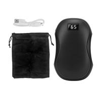 Electric Hand Warmer Rechargeable Power Bank Double Side Heating Display 6000mAh Pocket Size Hand Heater for Winter (Black)