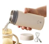 Electric Heating Cup - 260ml Portable Kettle | 304 Stainless Steel Mug | Type-C USB Powered 5V 15W, 3 Temperature Settings 40-55C, for Car Travel RV Commuting Office, Spill Resistant Water Warmer