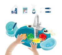 Electric Kitchen Sink Toy Flowing Water Parrot Bath Pretend Washing Set