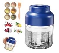 Electric Mini Garlic Chopper Set, Multi-functional Portable Vegetable Cutter Set, 250/320ML Rechargeable Wireless Food Small Processor for Garlic, Chili, Onion, Ginger (Blue,250ml)
