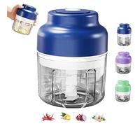 Electric Mini Garlic Chopper Set, Multi-functional Portable Vegetable Cutter Set, 250/ 320ML Rechargeable, Wireless Veggie Grinder, for Chili Onion Ginger (250ml,Blue)