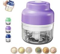 Electric Mini Garlic Chopper Set, Multi-Functional Portable Vegetable Cutter Set, 250/320ml Rechargeable Wireless Food Small Processor For Chili Onion Ginger Celery (Purple,250ml)
