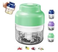 Electric Mini Garlic Chopper Set, Multi-functional Portable Vegetable Cutter Set, 250/ 320ML Rechargeable, Wireless Veggie Grinder, for Chili Onion Ginger (250ml,Green)