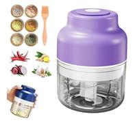 Electric Mini Garlic Chopper Set, Multi-functional Portable Vegetable Cutter Set, 250/320ML Rechargeable Wireless Food Small Processor for Garlic, Chili, Onion, Ginger (Purple,250ml)