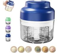 Electric Mini Garlic Chopper Set, Multi-Functional Portable Vegetable Cutter Set, 250/320ml Rechargeable Wireless Food Small Processor For Chili Onion Ginger Celery (Blue,320ml)