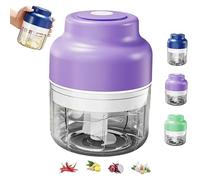 Electric Mini Garlic Chopper Set, Multi-functional Portable Vegetable Cutter Set, 250/ 320ML Rechargeable, Wireless Veggie Grinder, for Chili Onion Ginger (250ml,Purple)