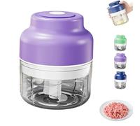 Electric Mini Garlic Chopper Set, Multi-Functional Portable Vegetable Cutter Set, 250/320ML Rechargeable, for Garlic, Chili, Onion, Ginger, and Celery (Purple)