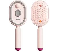Electric Mist Hair Brush with Water Spray, Air Cushion Massage Comb, Rechargeable USB-C Detangling Hair Brush with One-Button Hair Removal, Portable Hair Care Tool for Women (PINK)