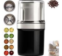 Electric Multi-Use Cup Grinder, Large Capacity Stainless Steel Coffee & Spice Grinder for Home Kitchen with Detachable Cup for Grain Nuts Coffee Beans Spices (Double CUP)