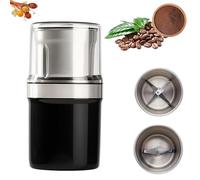 Electric Multi-Use Cup Grinder - Large Capacity Stainless Steel -with Double-Layer Lid, for Coffee Beans Spices Nuts Grains (1PCS,2PCS Blade Cup)