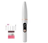 Electric Nail Drill, Nail File Drill Set, Digital Display Machine, Rechargeable Portable Pedicure Tools, Replacement Parts Included, Manicure Kit for Home Salon Use, 15.3cm White Pink