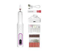 Electric Nail Drill, Professional Set, 5.12x0.98x0.98 Inches Acrylic Gel Nail Tool, 3 Speed Setting, 15000 Rpm Motor, 1 Set White Manicure Pedicure Grooming Shaping Polishing